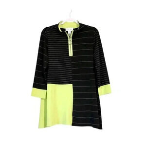 Joseph Ribkoff Blouse Size 10 Artsy Career Office Quarter Zip Colorblock Stretch